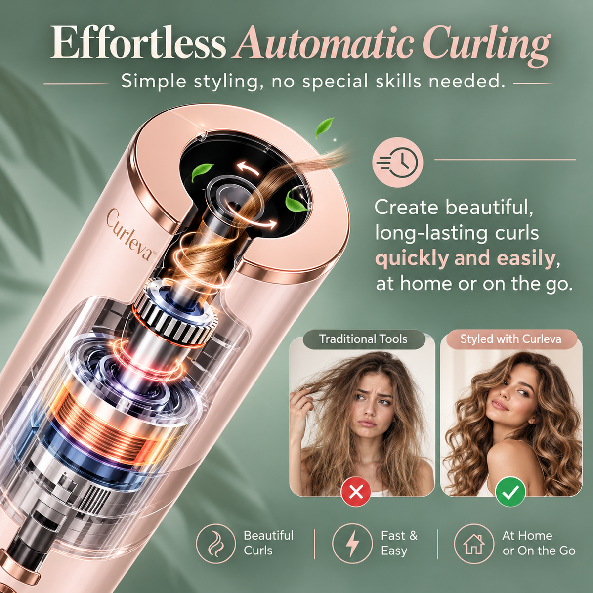 Curléva™ — Wireless Automatic Hair Curler